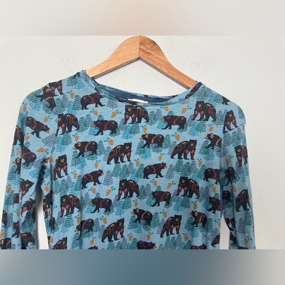 Sundance Novelty Print Bear‎ Print Top Blue Woodland Animal Cottage Bear Small - Picture 2 of 10